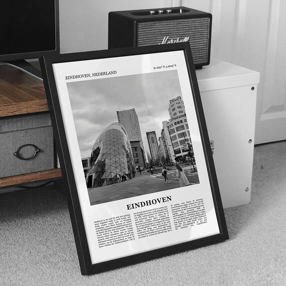 Poster van Eindhoven met Foto en Tekst in Interieur 