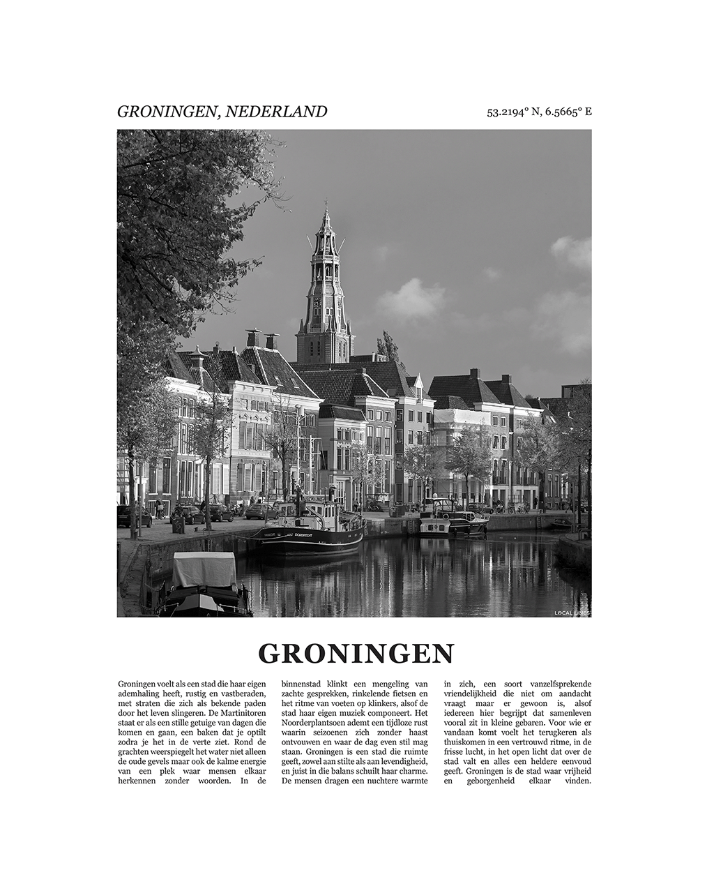 Groningen Poster van Stad met Foto en Tekst Interieurdecoratie