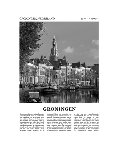 Groningen Poster van Stad met Foto en Tekst Interieurdecoratie