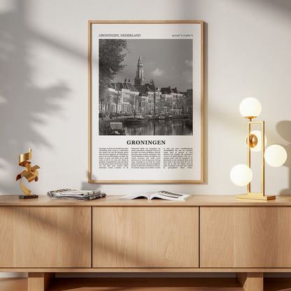 Poster van Groningen met Foto en Tekst in Interieur 