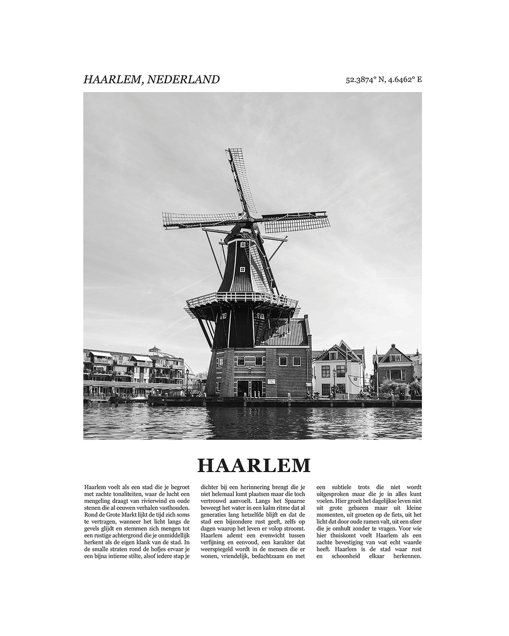 Haarlem Poster van Stad met Foto en Tekst Interieurdecoratie