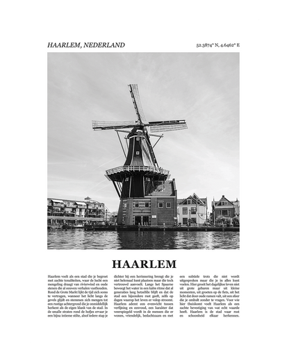 Haarlem Poster van Stad met Foto en Tekst Interieurdecoratie