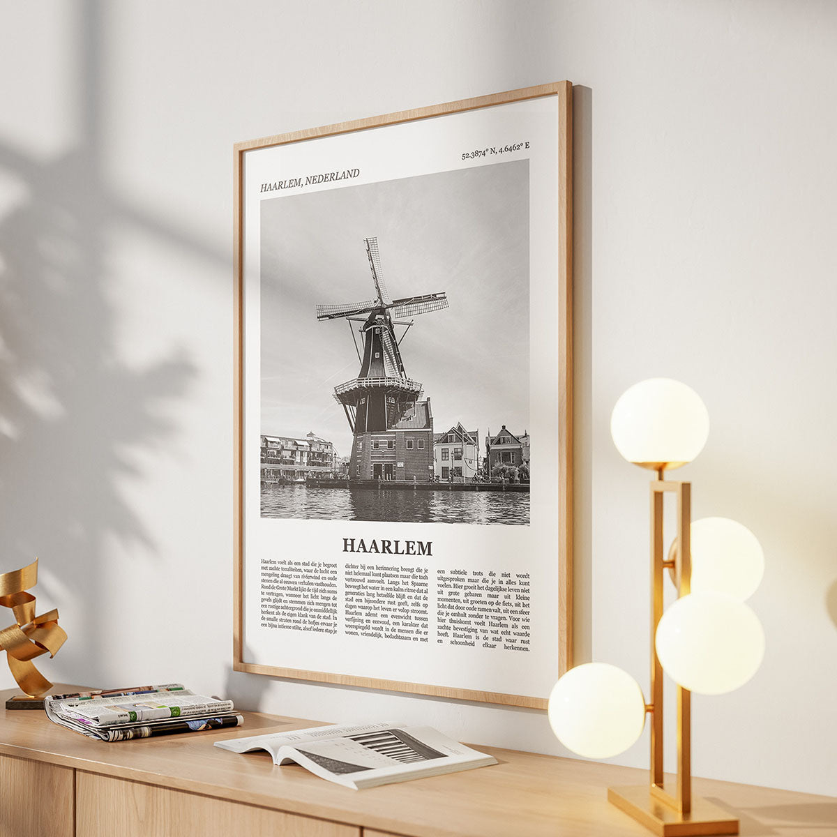 Poster van Haarlem met Foto en Tekst in Interieur 