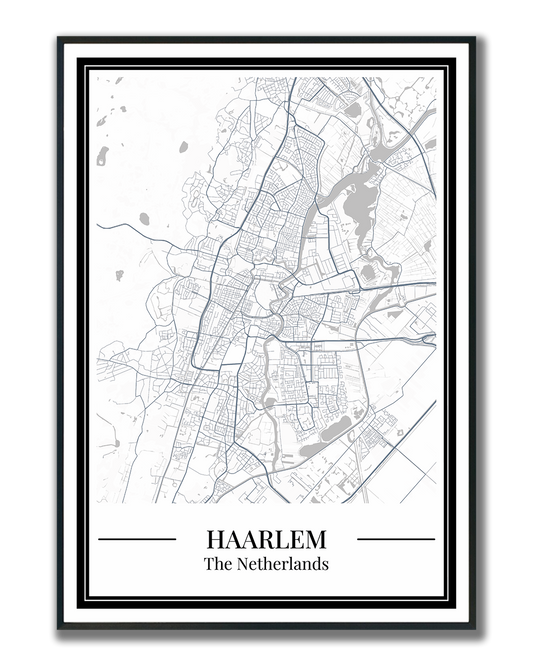 Poster Haarlem kaart in blauw