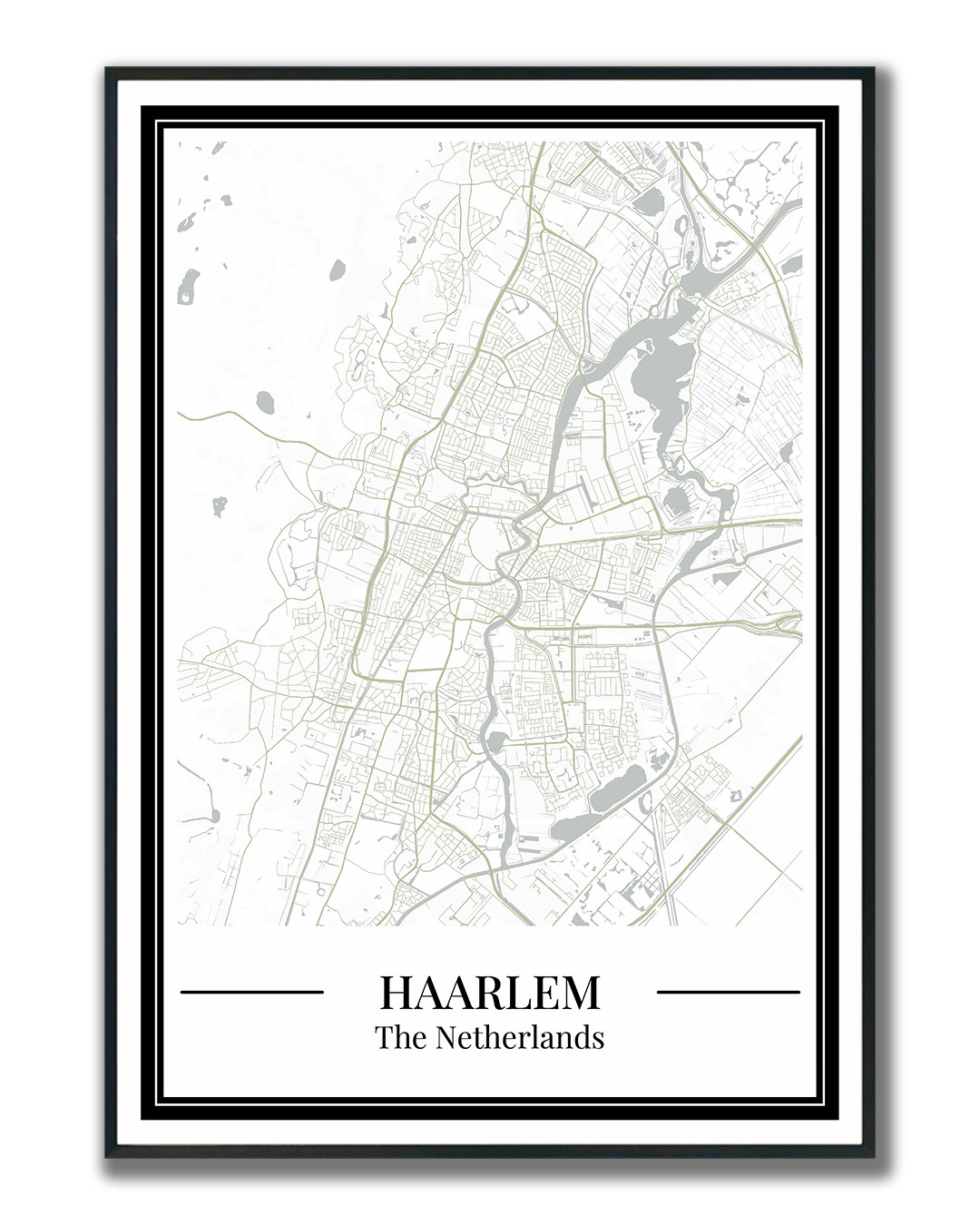 Poster Haarlem kaart in groene kleur