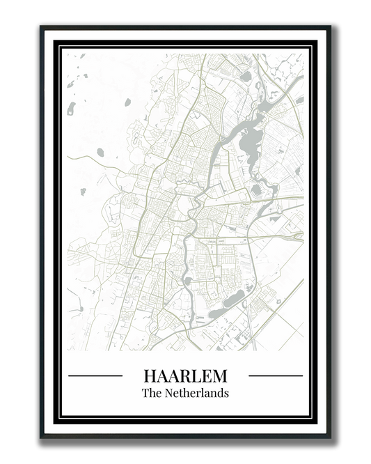 Poster Haarlem kaart in groene kleur