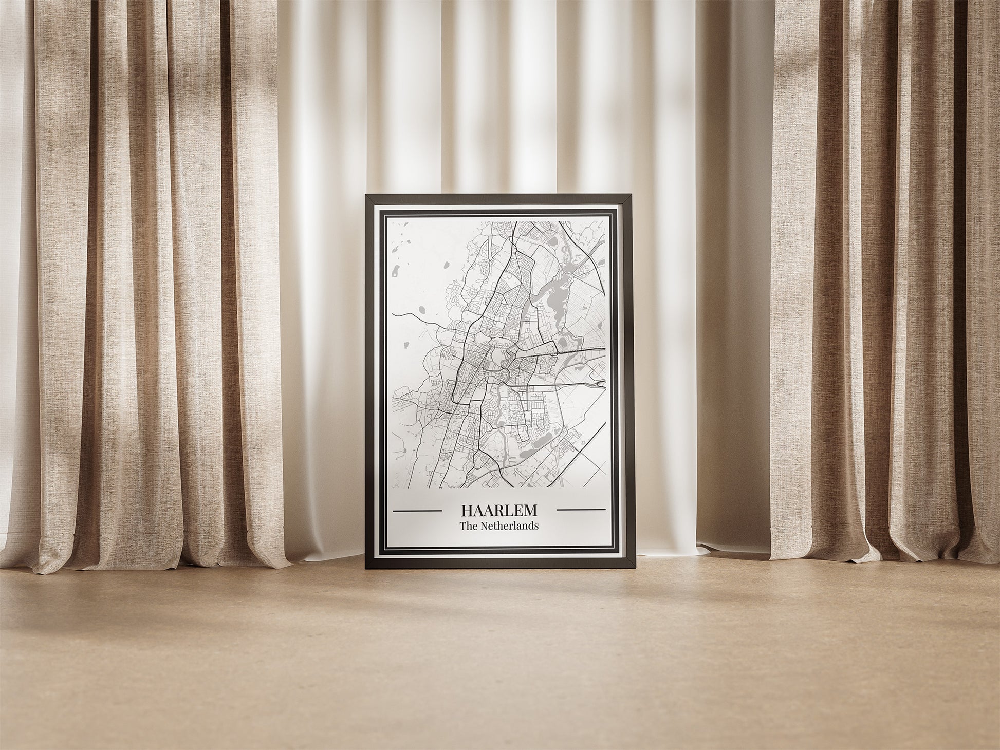 Poster Haarlem stad kaart woondecoratie
