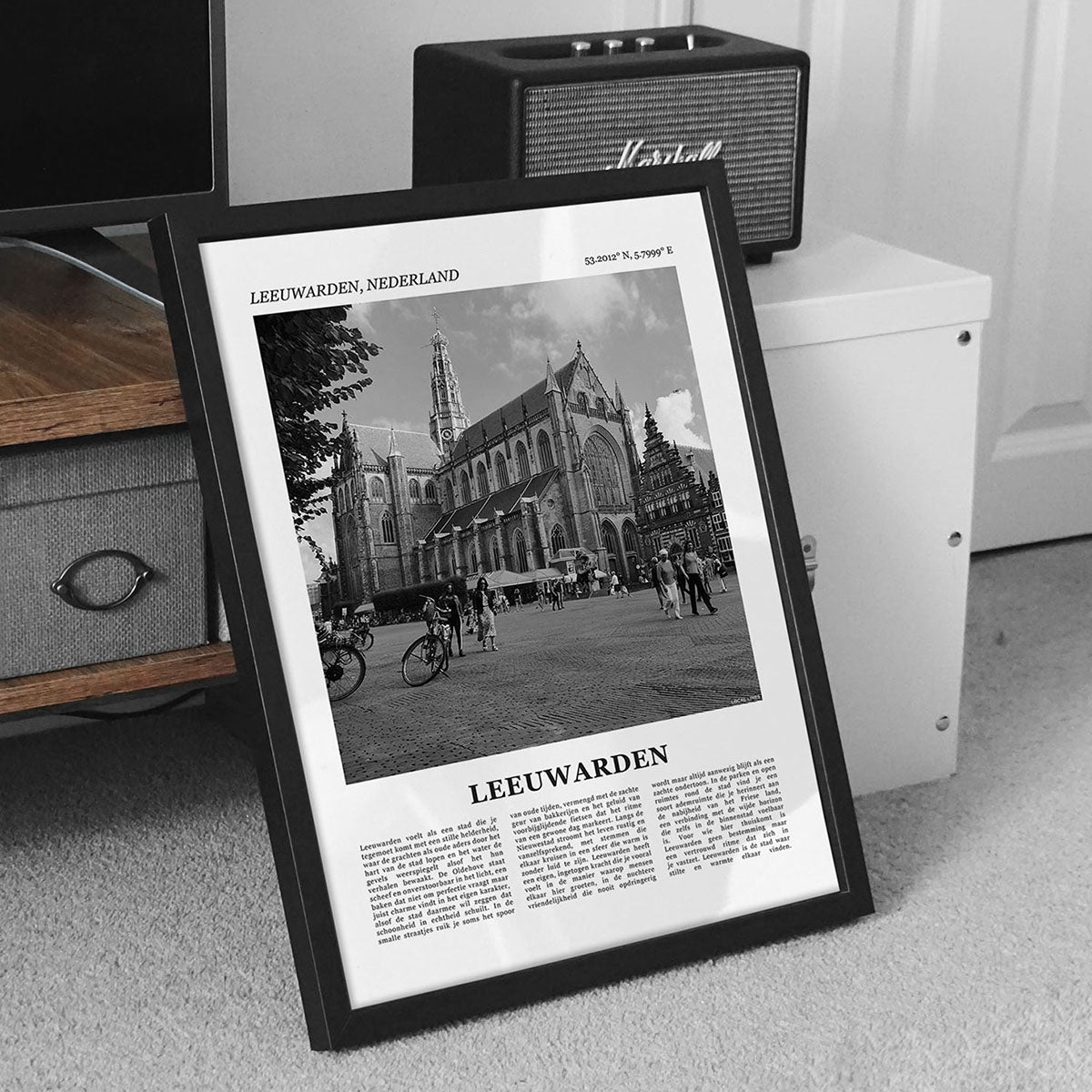 Poster van Leeuwarden met Foto en Tekst in Interieur 