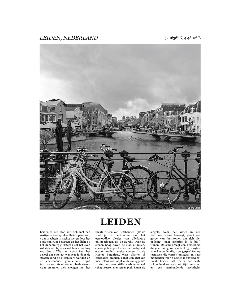 Leiden Poster van Stad met Foto en Tekst Interieurdecoratie