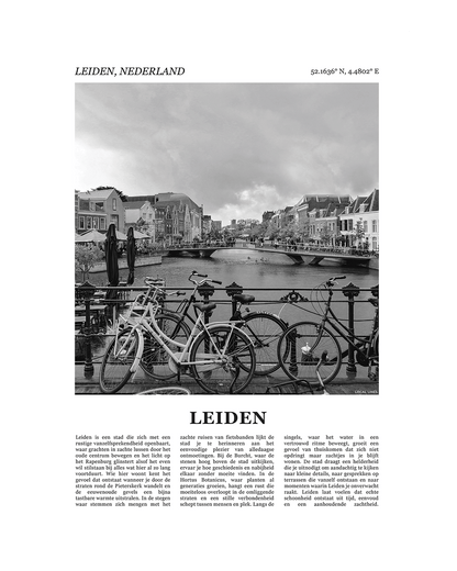 Leiden Poster van Stad met Foto en Tekst Interieurdecoratie