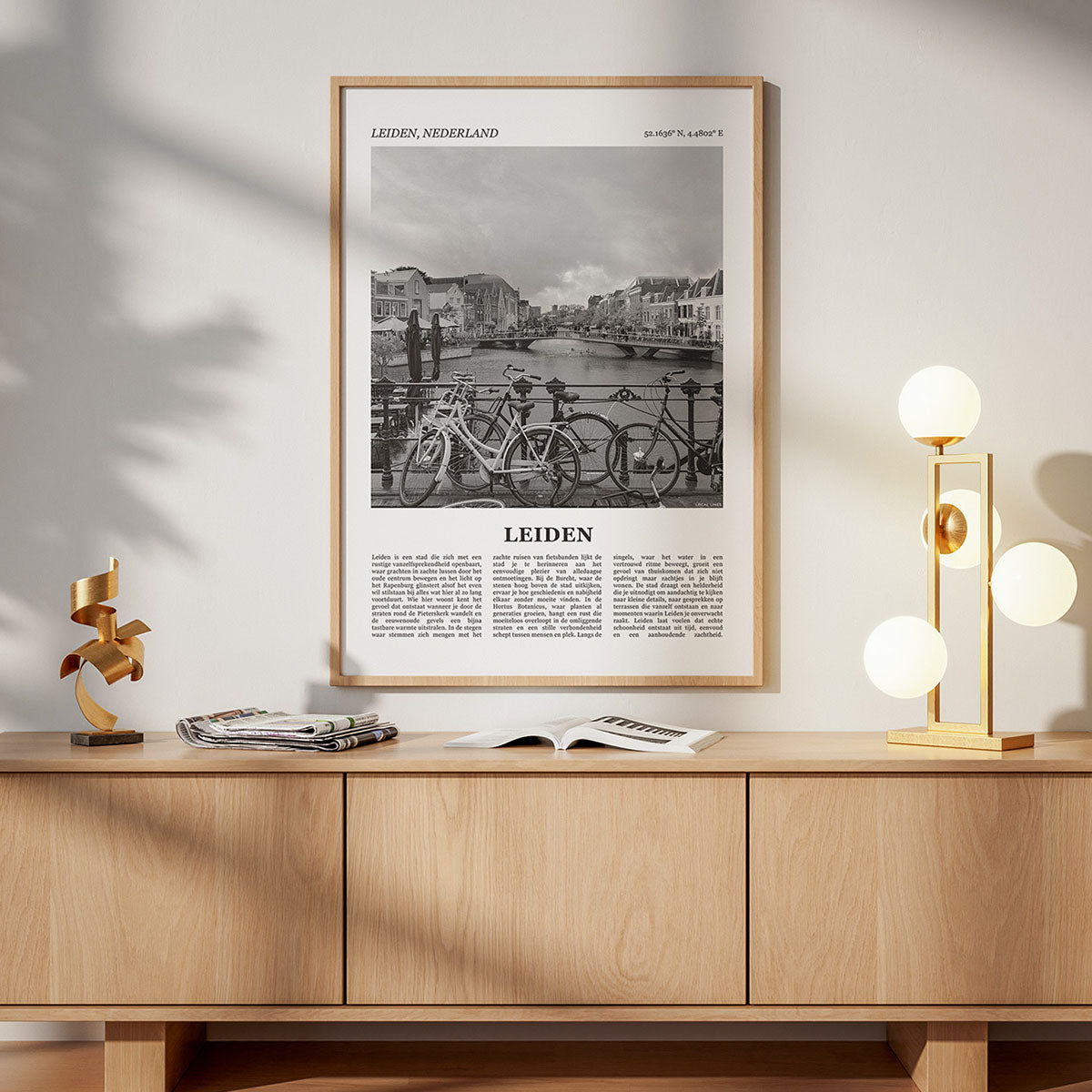 Poster van Leiden met Foto en Tekst in Interieur 