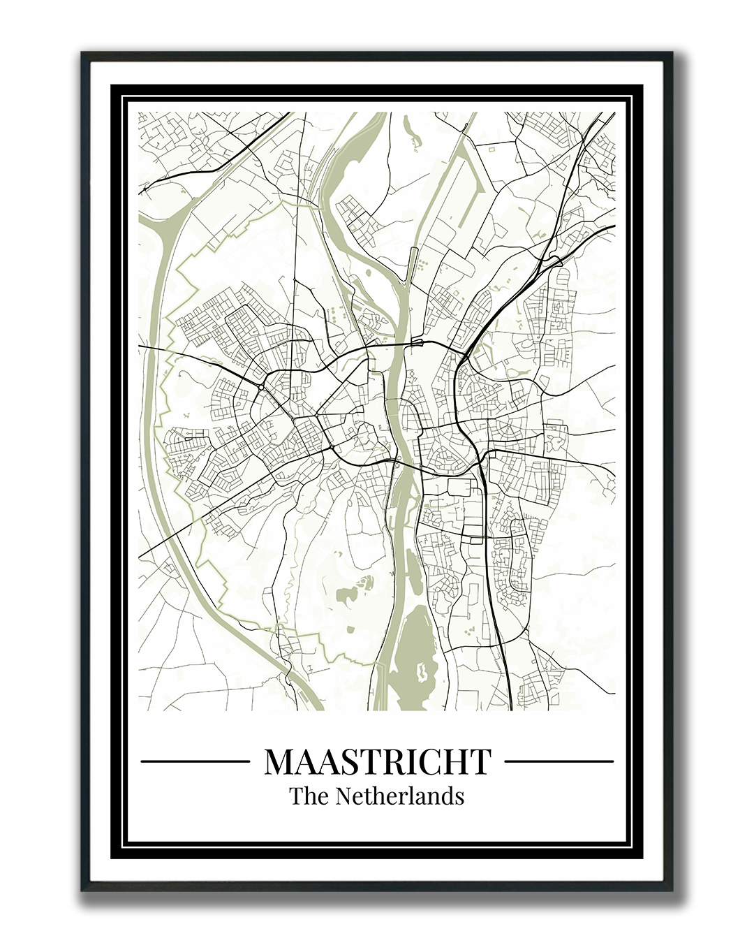 Poster Maastricht Stad | Plattegrond Groen