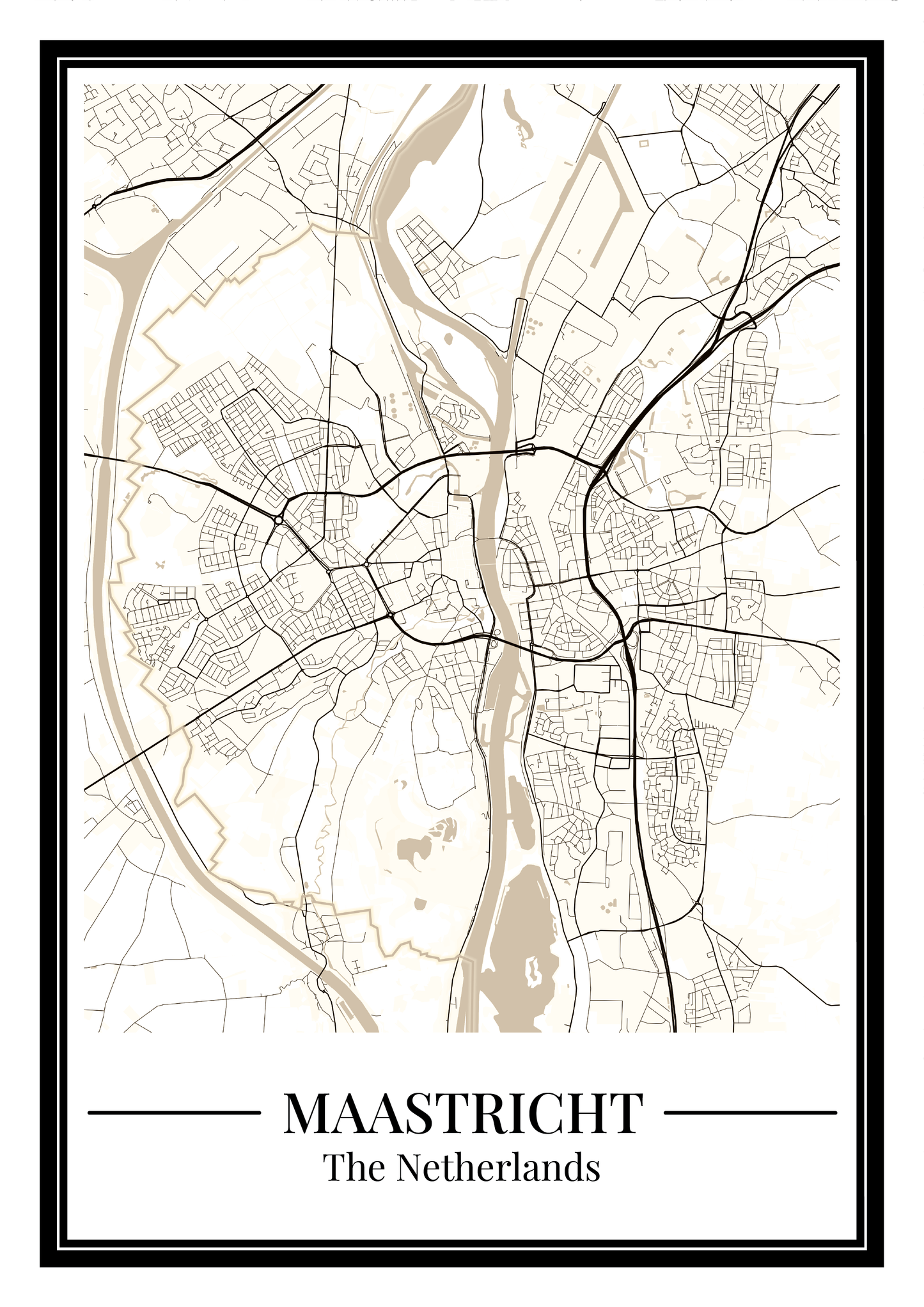 Poster Maastricht Stad | Plattegrond Kopen Beige