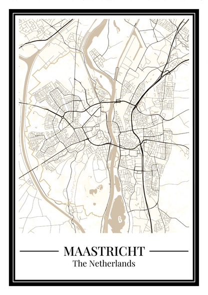 Poster Maastricht Stad | Plattegrond Kopen Beige