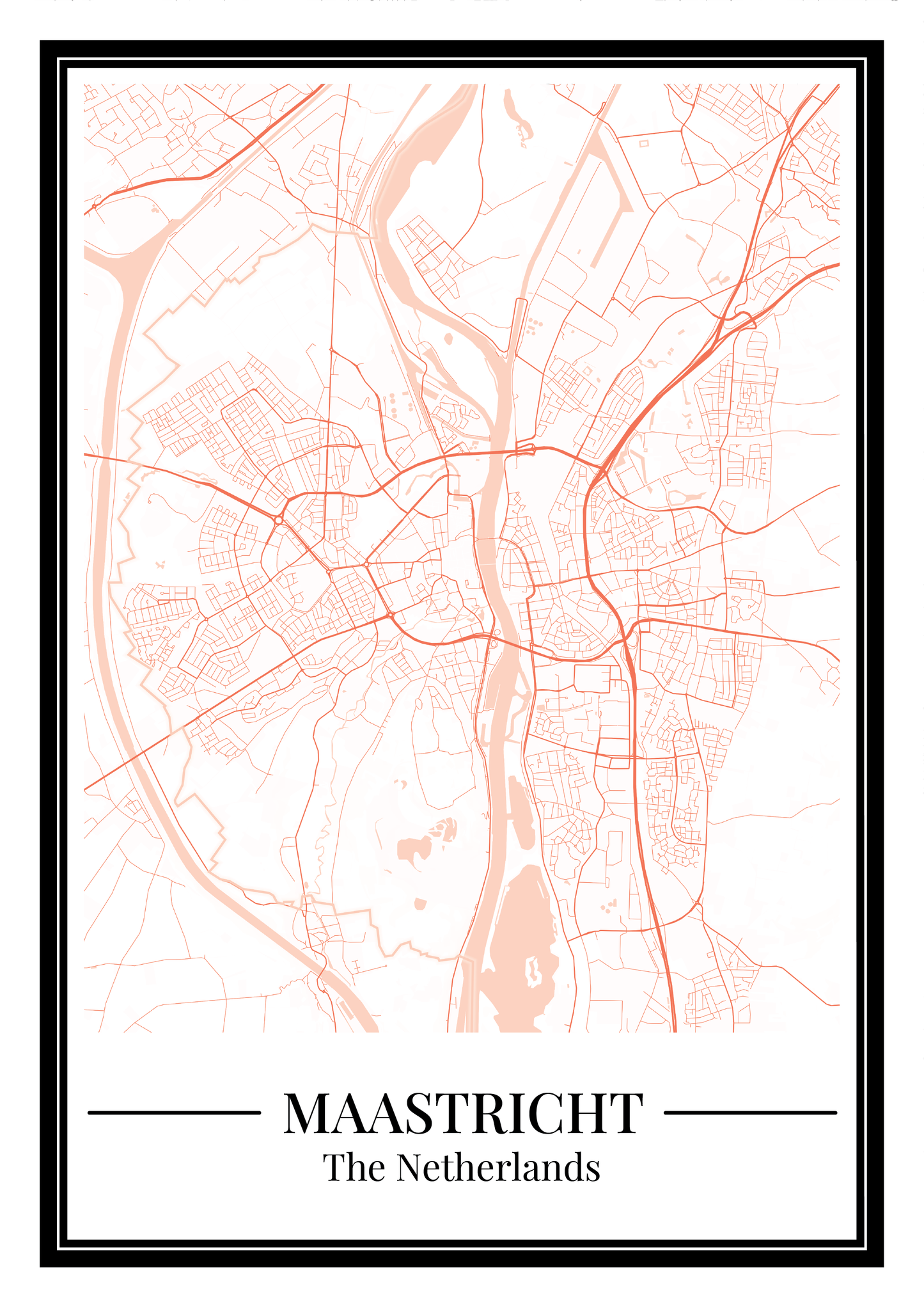 Poster Maastricht Stad | Plattegrond Kopen Oranje