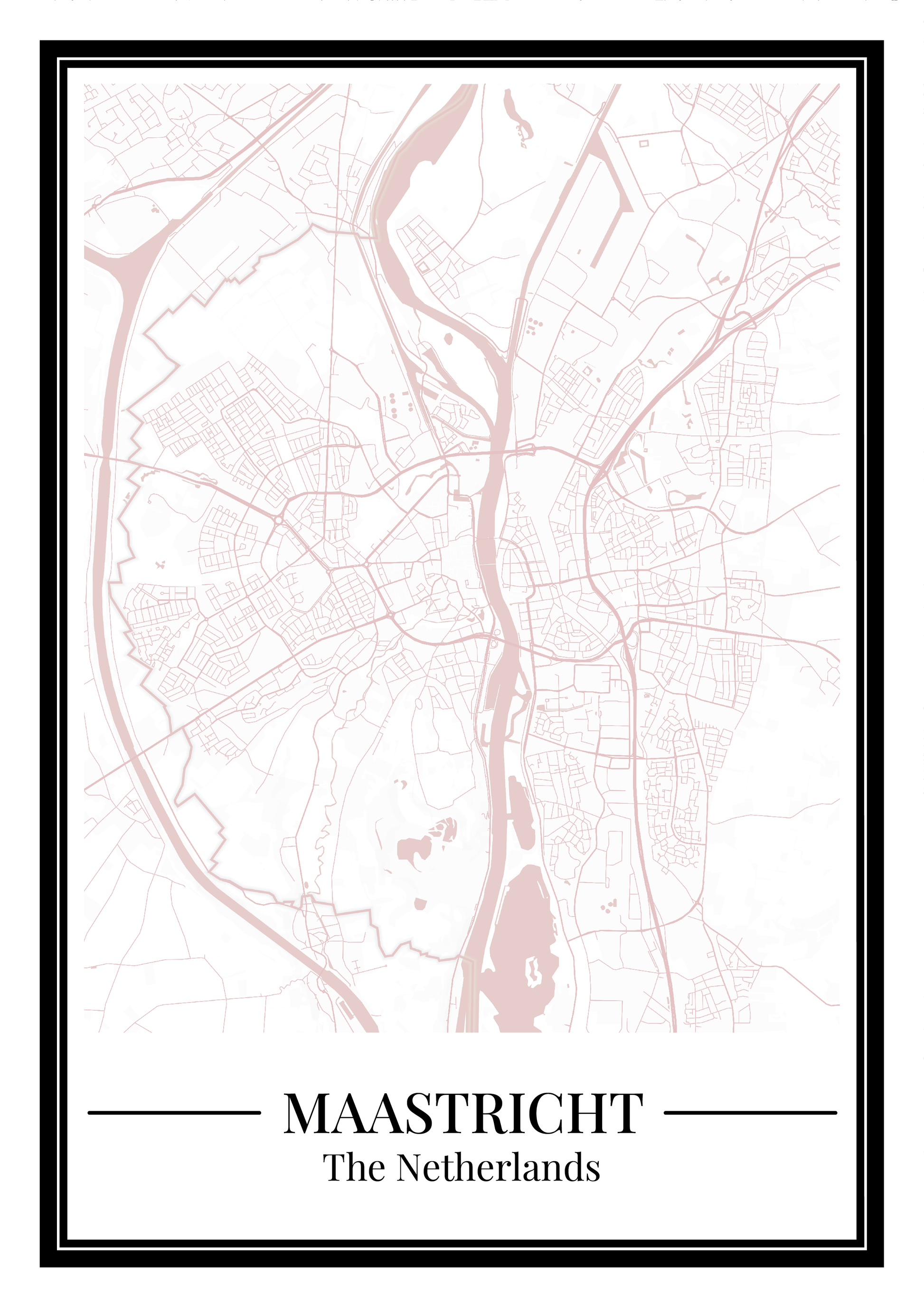 Poster Maastricht Stad | Plattegrond Kopen Roze