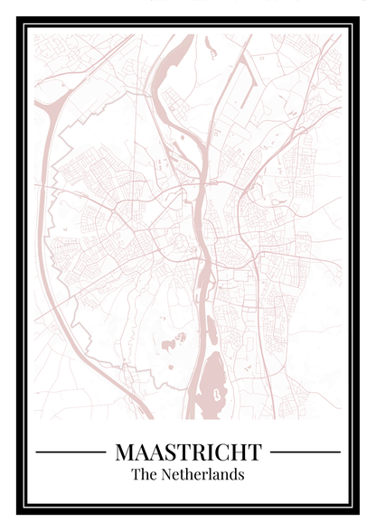 Poster Maastricht Stad | Plattegrond Kopen Roze