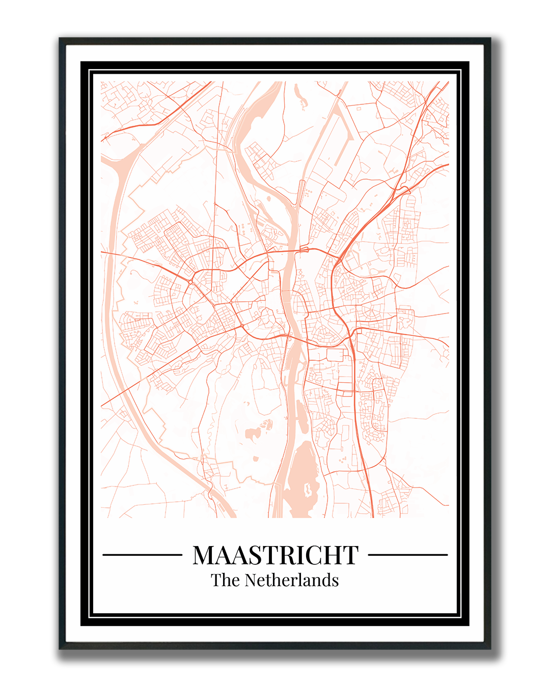Poster Maastricht Stad | Plattegrond Oranje