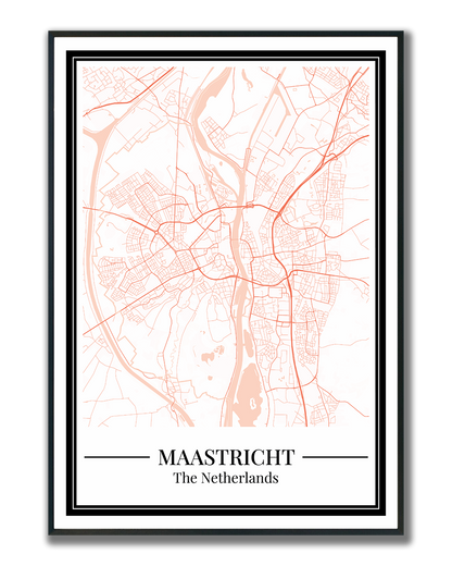 Poster Maastricht Stad | Plattegrond Oranje