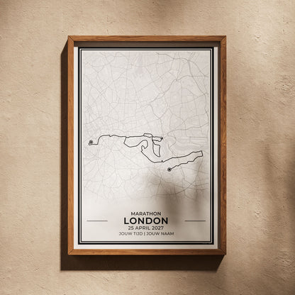 Marathon Londen hardloopposter ingelijst in woonkamer interieur