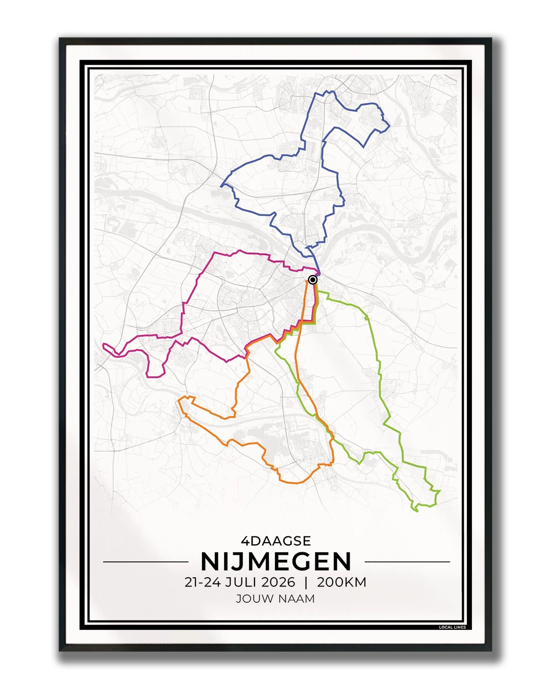 Nijmeegse Vierdaagse 2026 Poster — Wandelposter Ingelijst