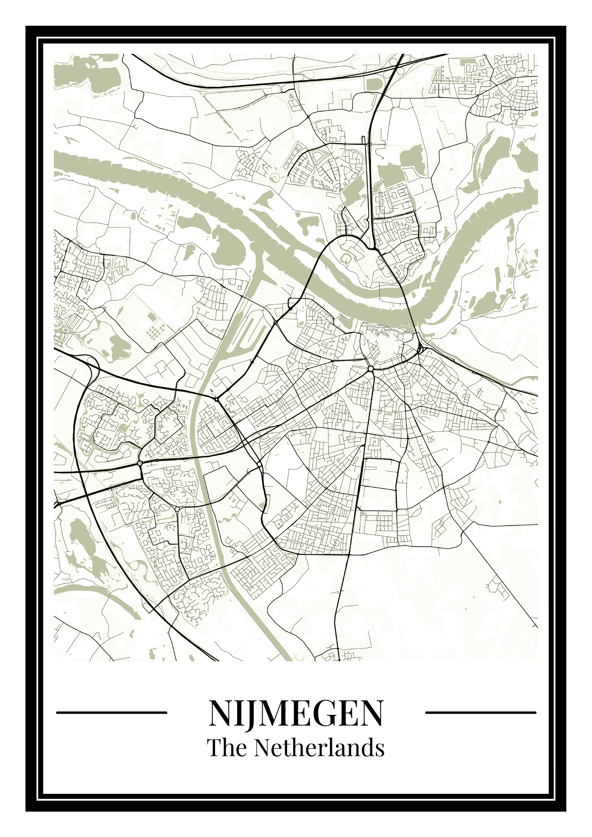 Poster Nijmegen Stad | Plattegrond Groen