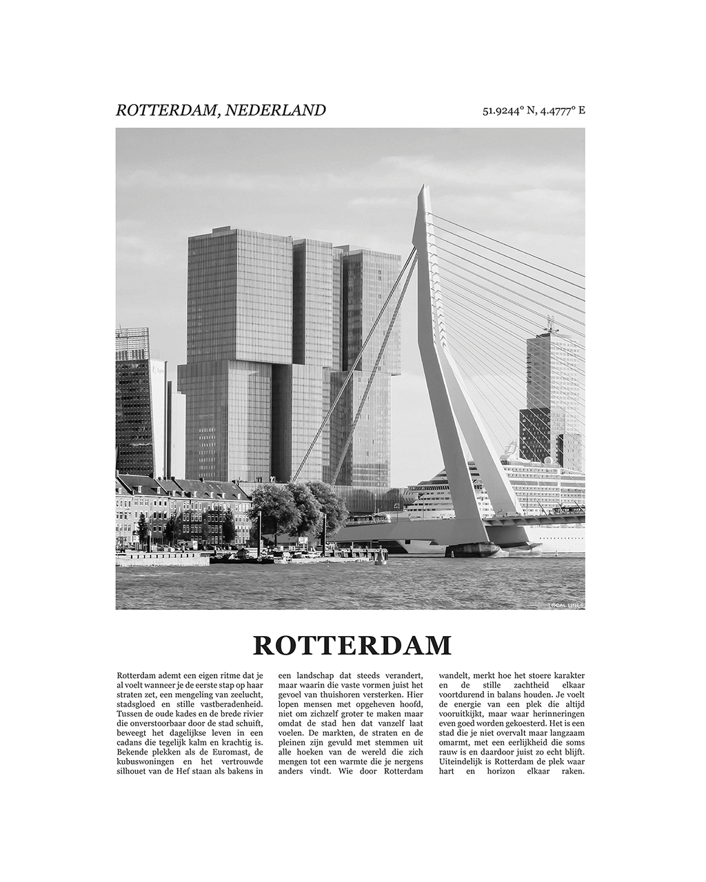 Rottetdam Poster van Stad met Foto en Tekst Interieurdecoratie