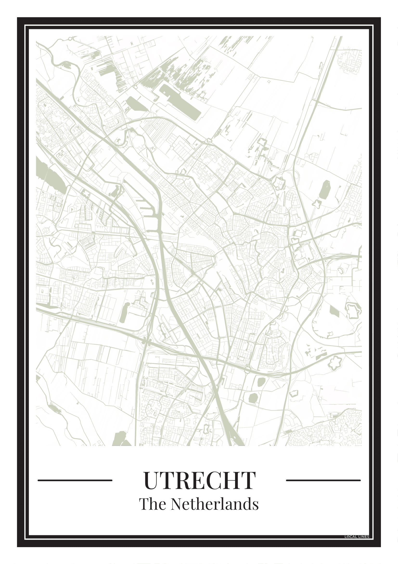 Poster Utrecht van Stadskaart groen