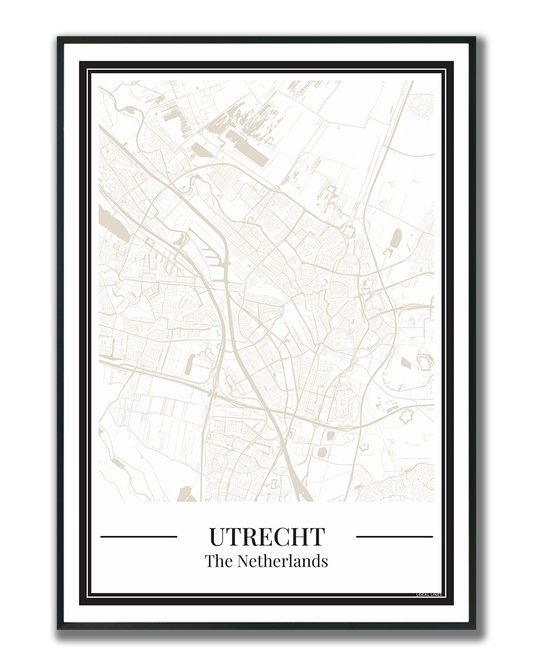 Poster van Utrecht Stadskaart  in beige