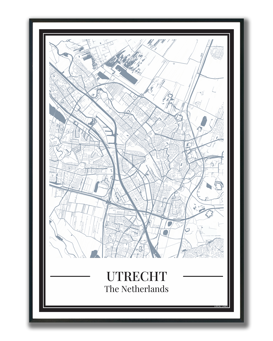 Poster Utrecht van Stadskaart in blauw