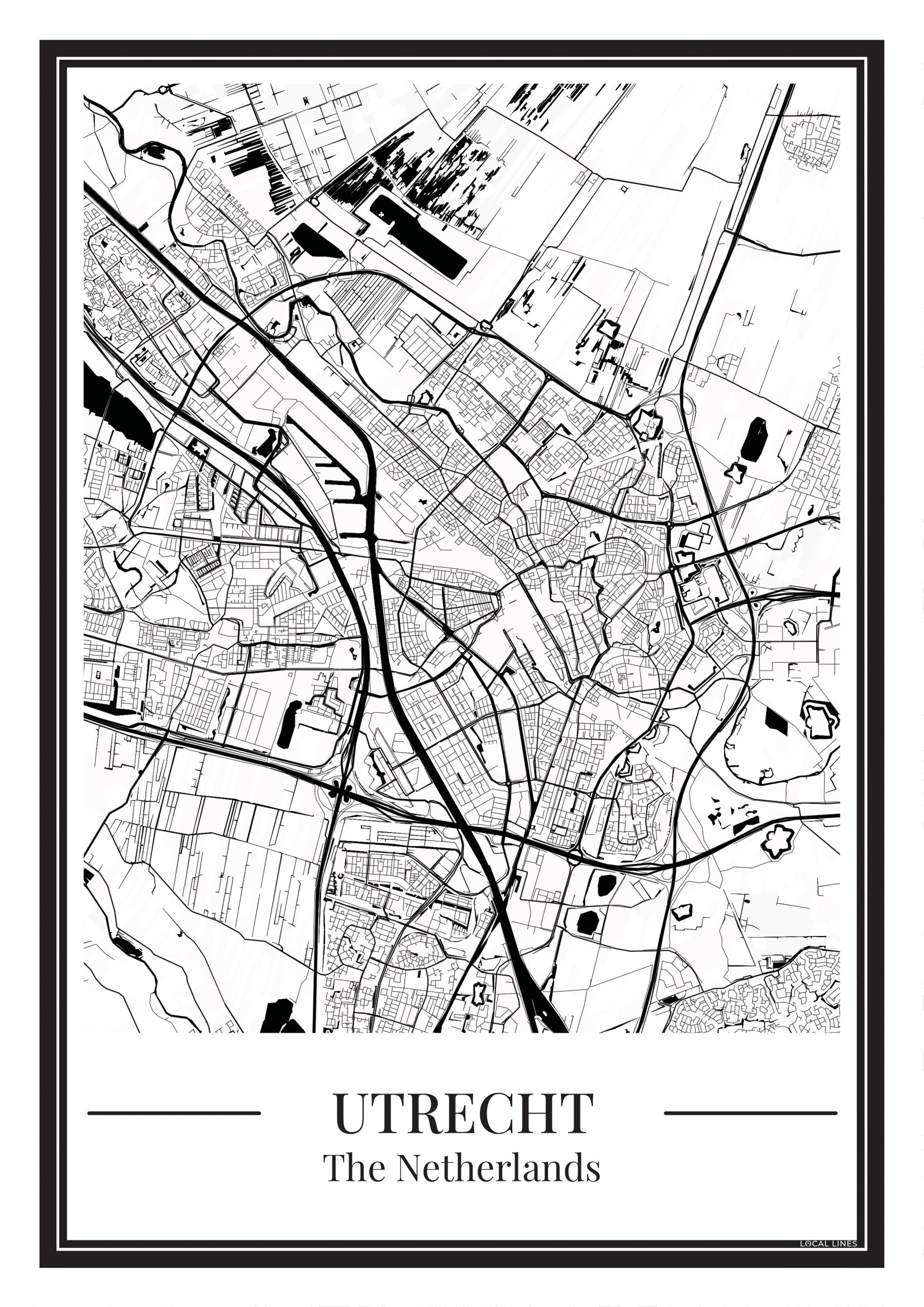 Poster Utrecht van Stadskaart
