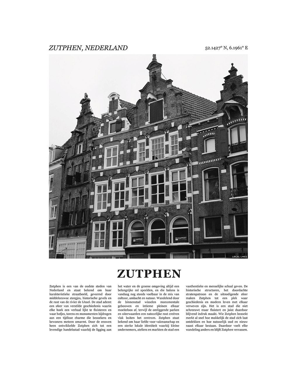 Zutphen Poster van Stad met Foto en Tekst Interieurdecoratie