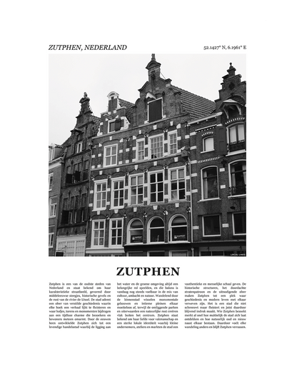 Zutphen Poster van Stad met Foto en Tekst Interieurdecoratie