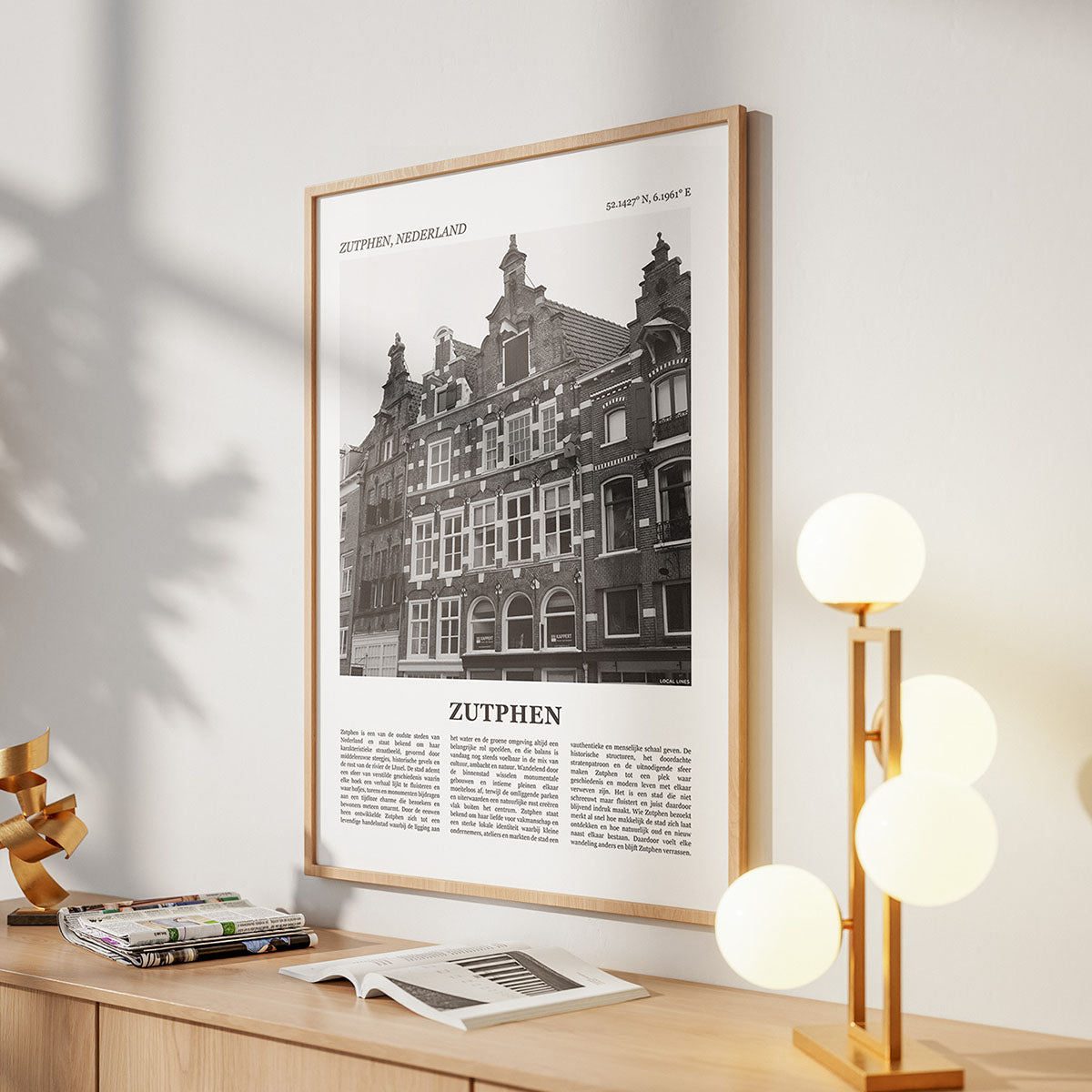Poster van Zutphen met Foto en Tekst in Interieur 