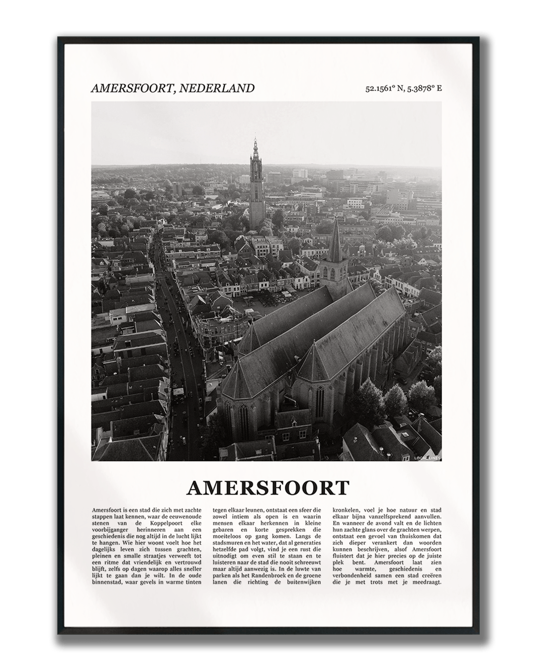 Poster Amersfoort met Foto van Stad en Tekst voor Wanddecoratie