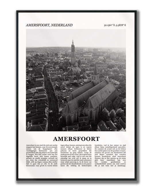 Poster Amersfoort met Foto van Stad en Tekst voor Wanddecoratie