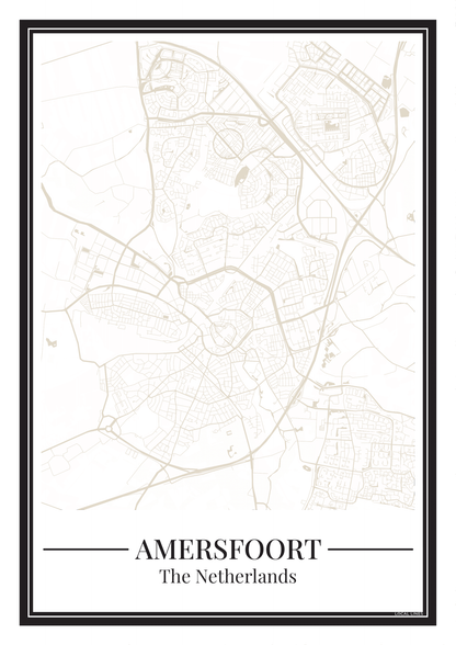 Poster van Amersfoort met stadskaart in beige kleur