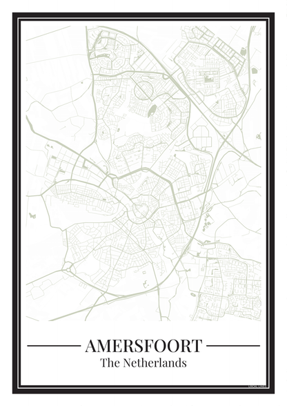 Poster van Amersfoort met stadskaart in groen
