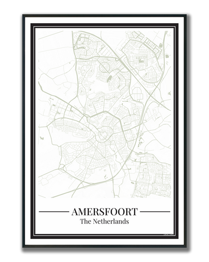 Poster van Amersfoort met stadskaart in groene kleur