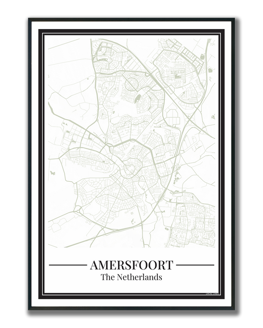 Poster van Amersfoort met stadskaart in groene kleur