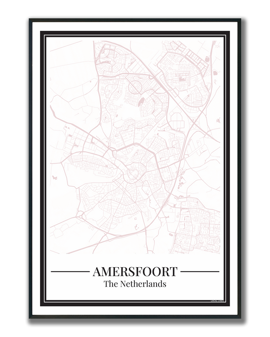 Poster van Amersfoort met stadskaart in roze kleur