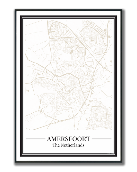 Poster van Amersfoort met stadskaart in zandkleur