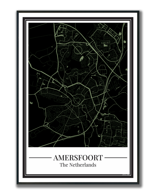 Poster van Amersfoort met stadskaart in zwart met groene kleur