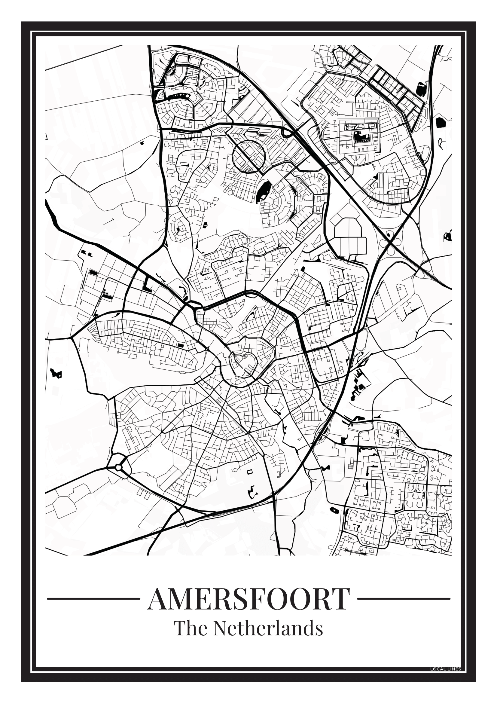 Poster van Amersfoort met stadskaart voor interieur