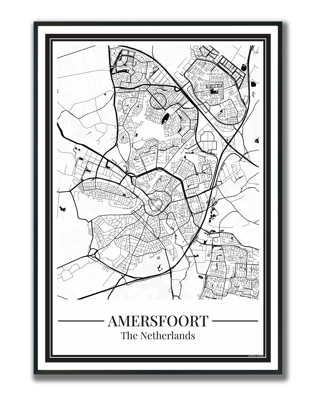 Poster van Amersfoort met stadskaart voor interieurdecoratie