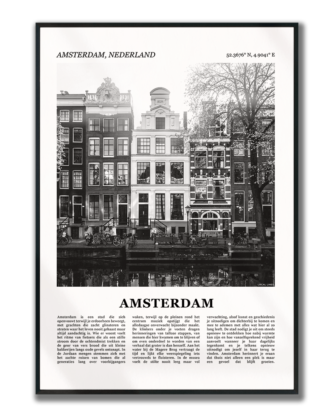 Poster Amsterdam met Foto van Stad en Tekst voor Interieur
