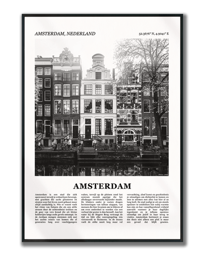 Poster Amsterdam met Foto van Stad en Tekst voor Interieur