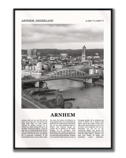 Poster Arnhem met Foto van Stad en Tekst voor Wanddecoratie