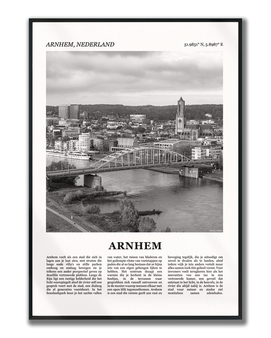 Poster Arnhem met Foto van Stad en Tekst voor Wanddecoratie