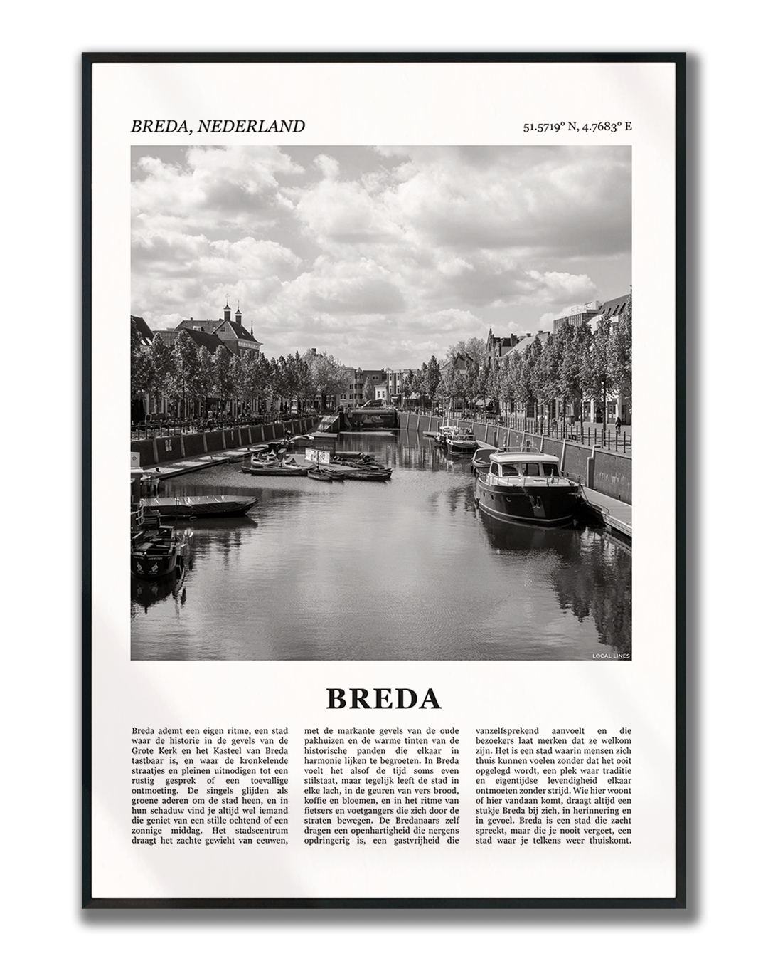 Poster Breda met Foto van Stad en Tekst voor Wanddecoratie